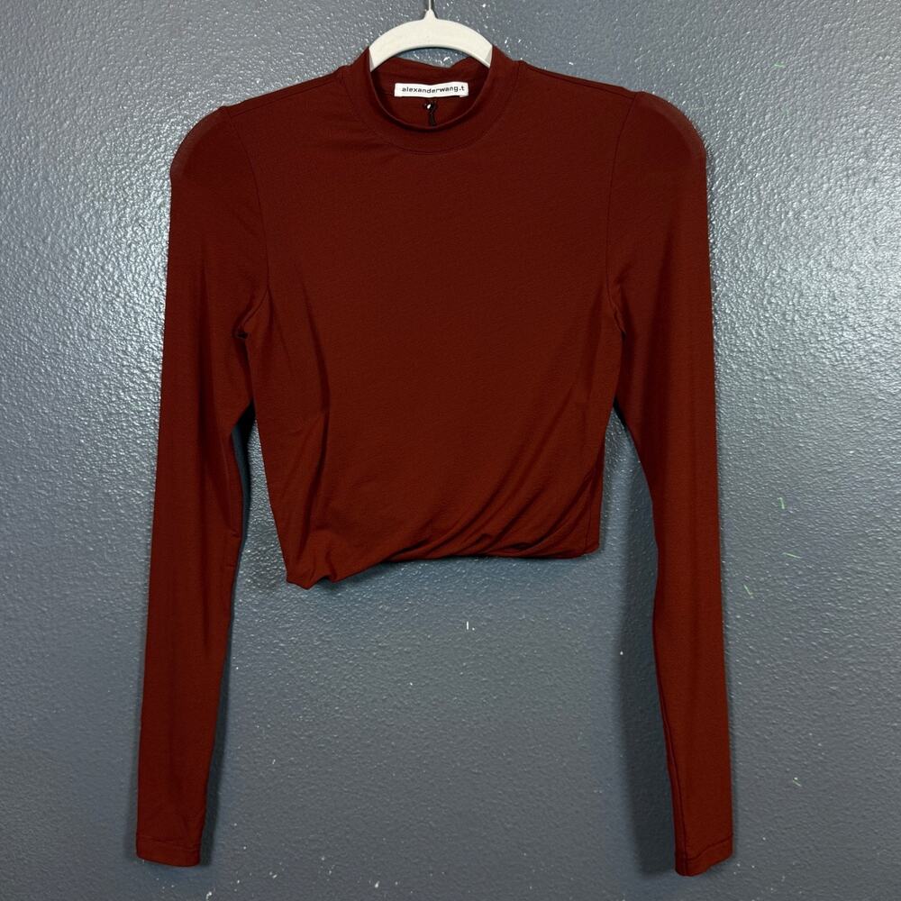Alexander Wang T XS women’s burgundy cropped long sleeve t-shirt